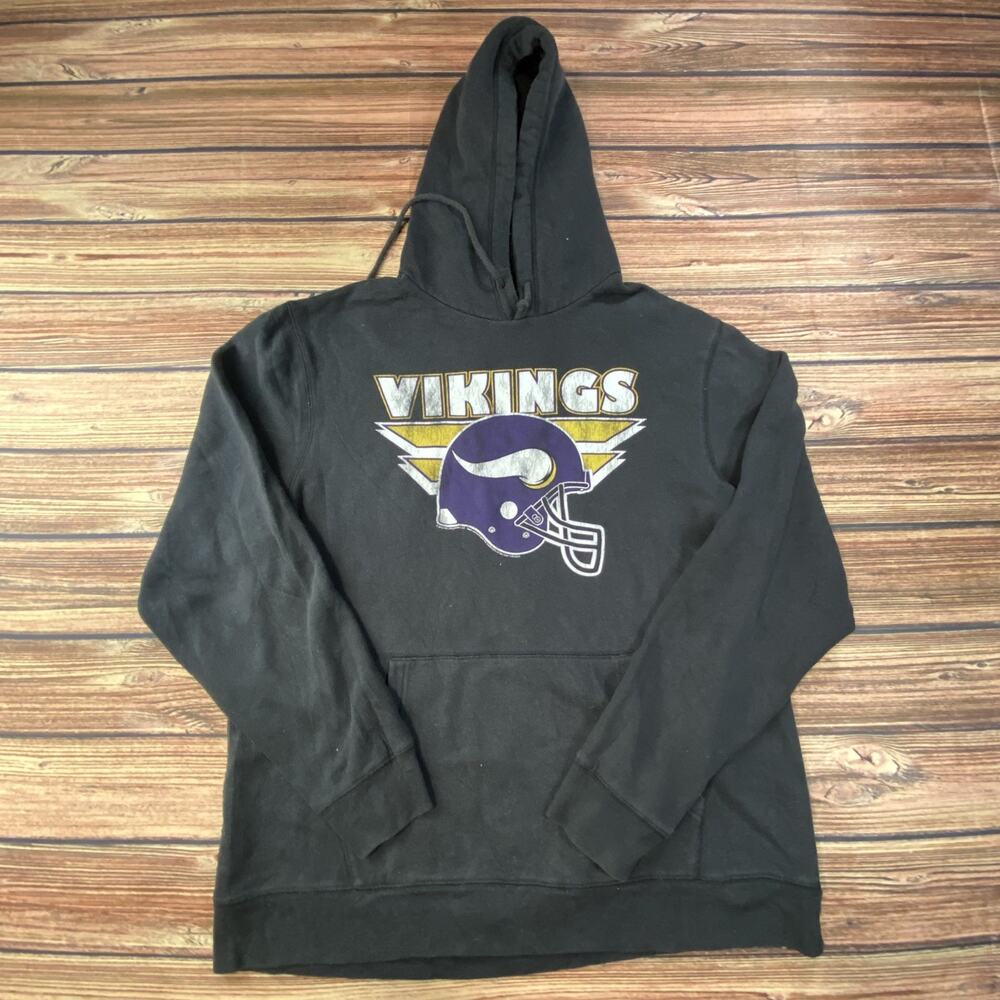 JunkFood Minnesota Vikings NFL Graphic Hoodie Black Big Logo Men's XL